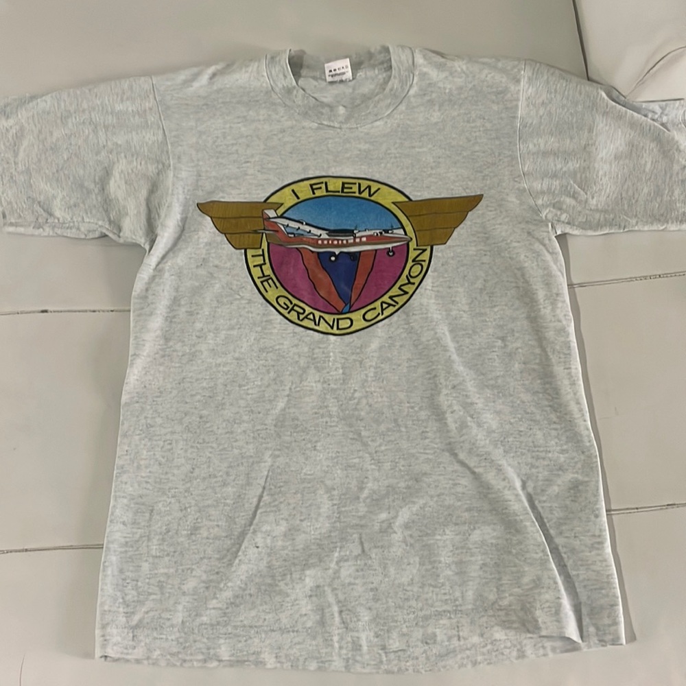 Vintage heather gray single stitch I flew the Grand Canyon Medium tee